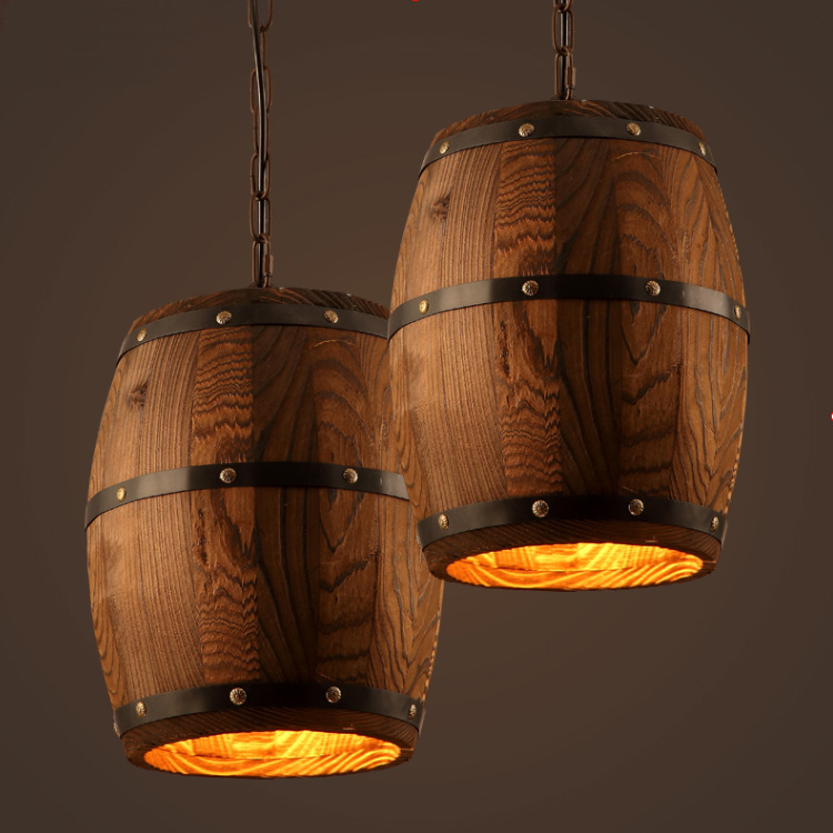 Creative Personality Wine Barrel Wooden Chandeliers Creative Personality Wine Barrel Wooden Chandeliers 35924