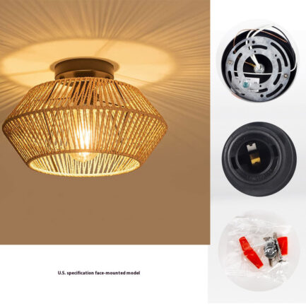 Handmade Vine Woven Aisle Semi-suction Light Handmade Vine Woven Aisle Semi-suction Light 37847